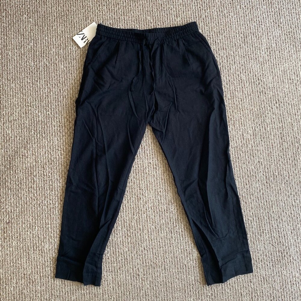 Black Zara Linen Blend Lounge Pants in Size M
